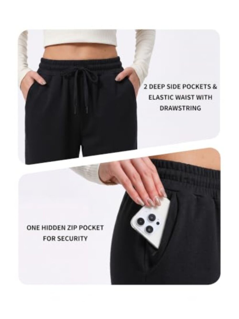 Womens Cotton Blend Sweatpants Straight Leg Yoga Lounge Pants - Picture 3 of 6